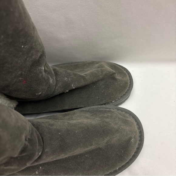 Muk Luks Melba Women’s Boots Size 10 Gray Booties Sherpa Line Gray Back Lace Up - Picture 3 of 12